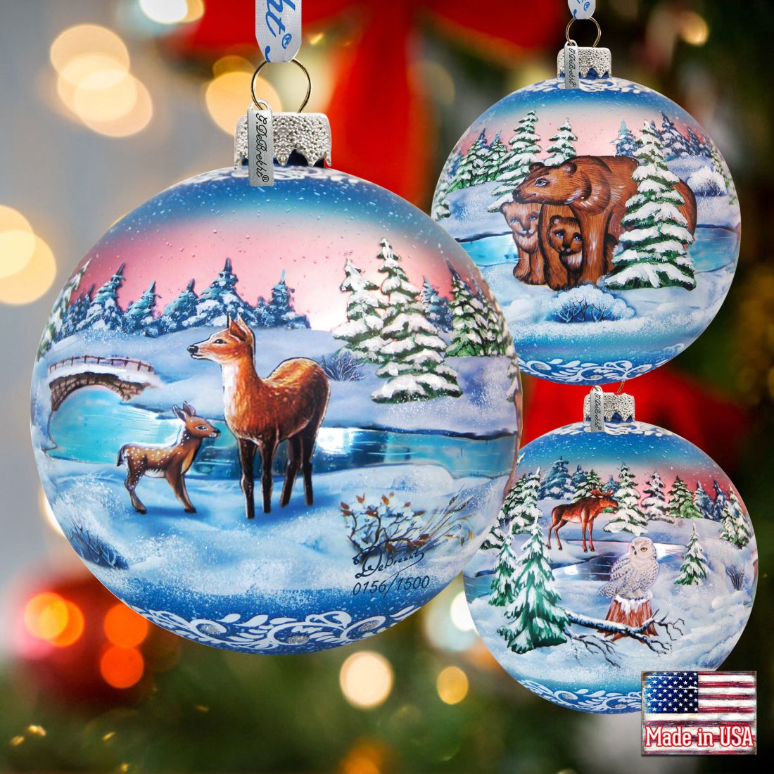 Snowy Night Ball Glass Ornament Limited Edition by G. DeBrekht - Christmas Decor - 73847