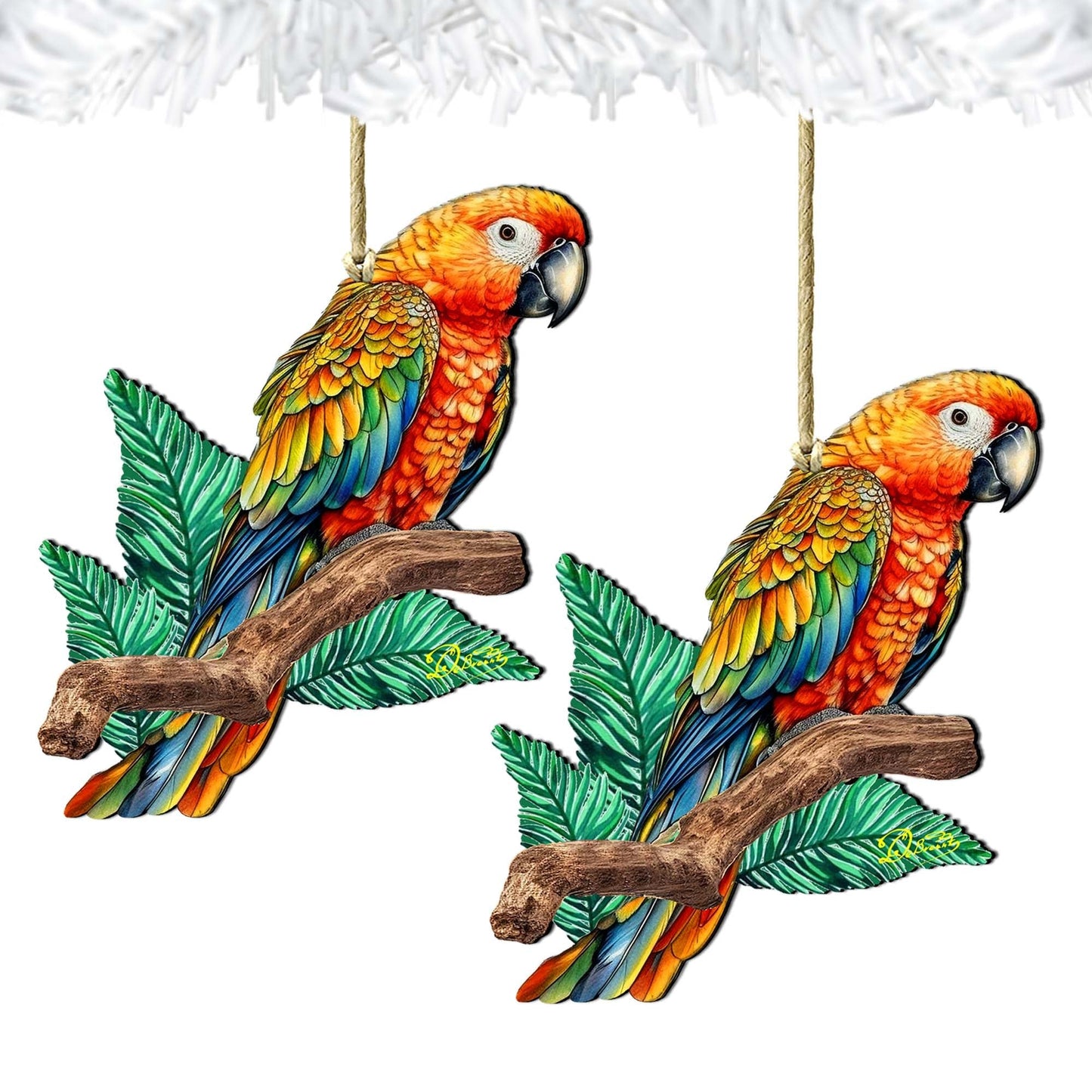 Coastal Decorations - Parrot Wooden Ornaments by G.Debrekht Coastal Holiday Decor - 8688204