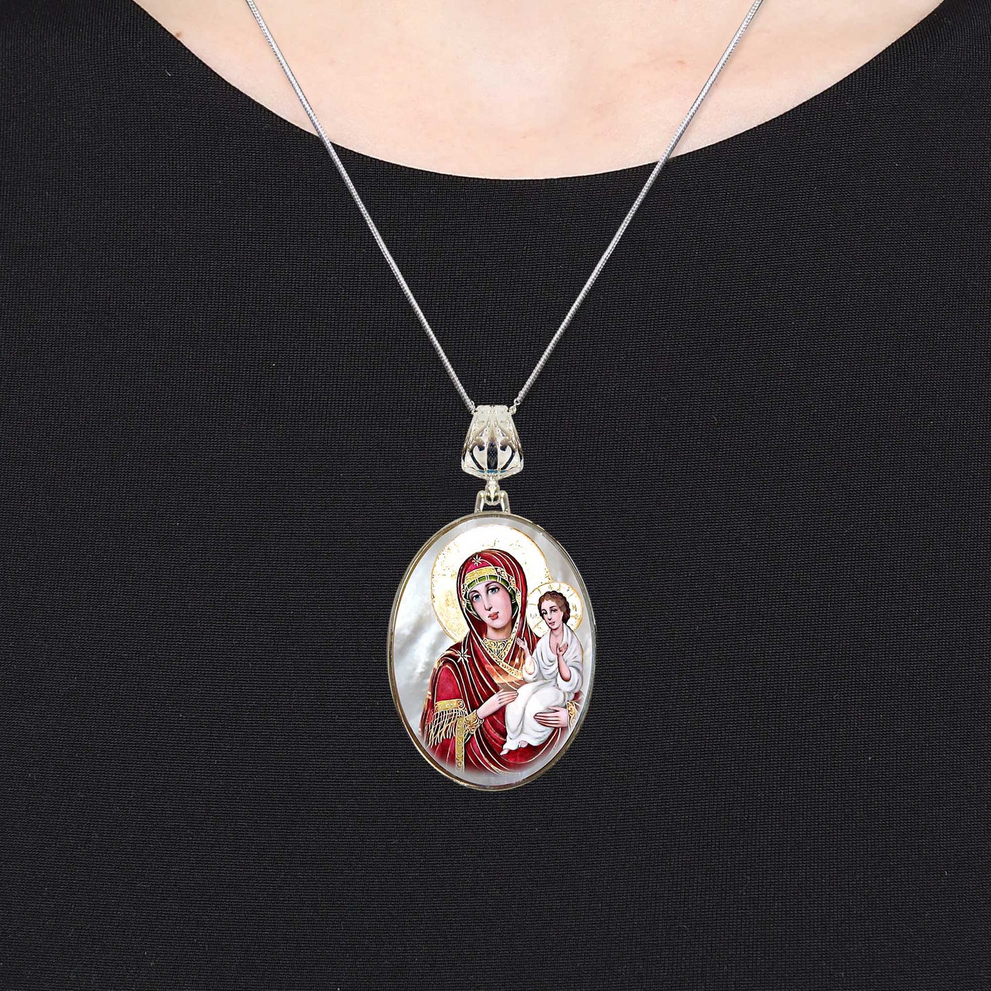 Lady of Light Silver-Plated Mother of Pearl Necklace Jewelry - 43029