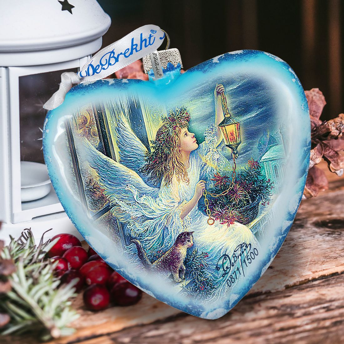 Light the Way Angel Glass Ornament Limited Edition by Strelkina at G. DeBrekht - Nativity Holiday Decor - 738-085-ST