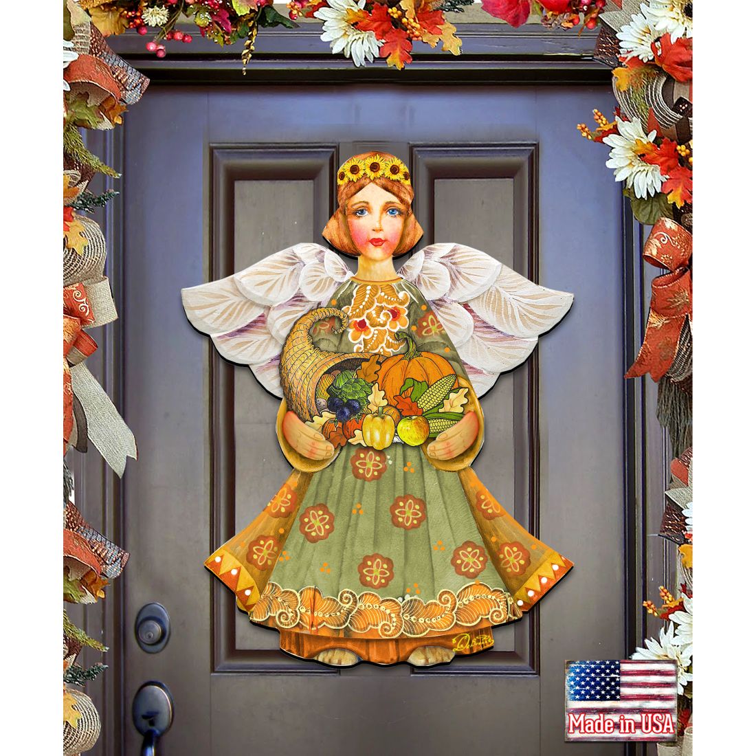 Fall Angel Thanksgiving Halloween Door Decor by G. DeBrekht - Thanksgiving Halloween Decor - 8155232H