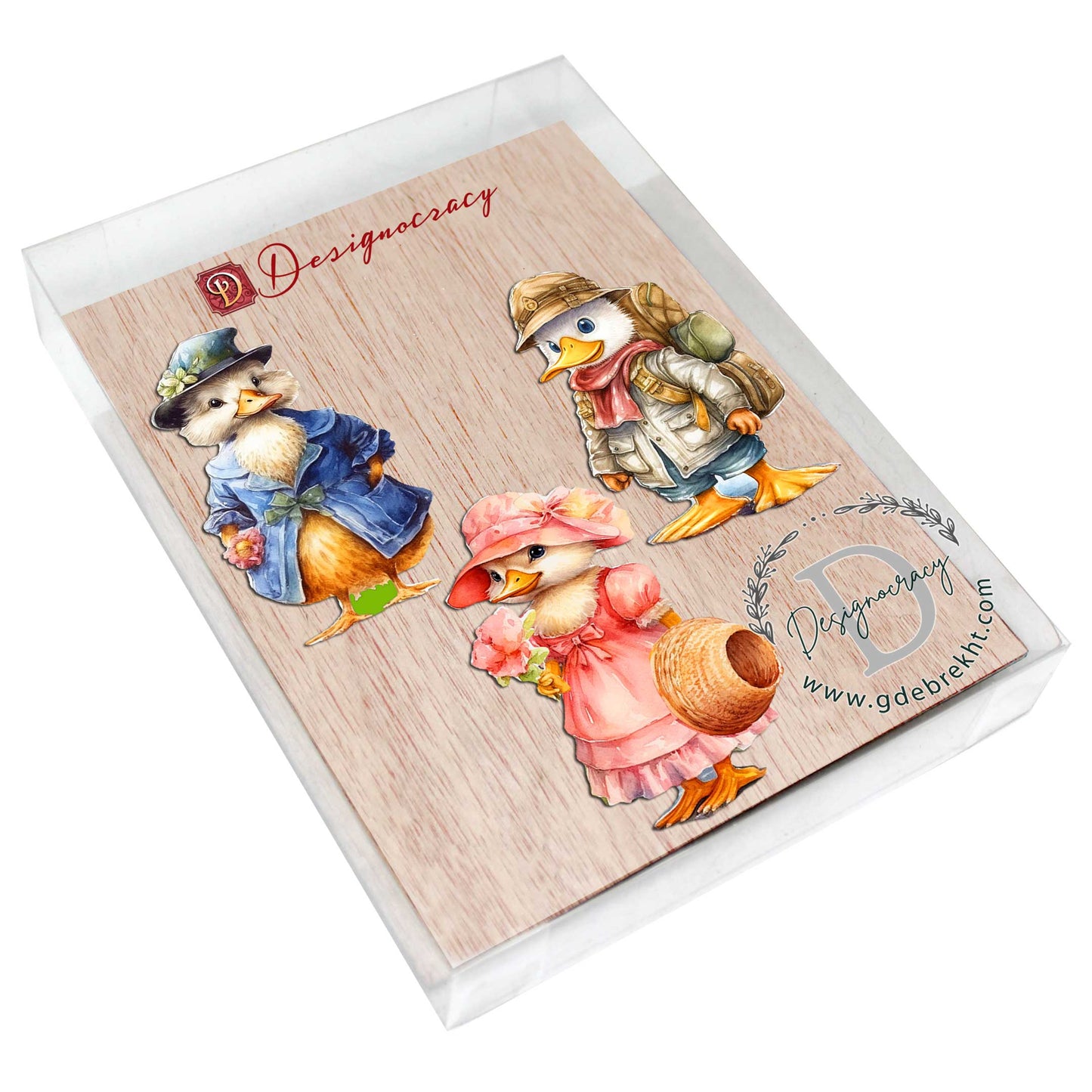 Easter Ducks Decorative Wooden Ornaments Set of 3 by G. Debrekht - Easter Decor - 8091043-S3