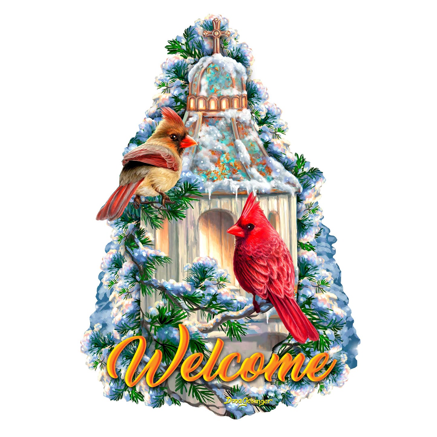 Little Cardinal Chapel Holiday Door Decor by D. Gelsinger - Christmas Decor - 8652809H-DG