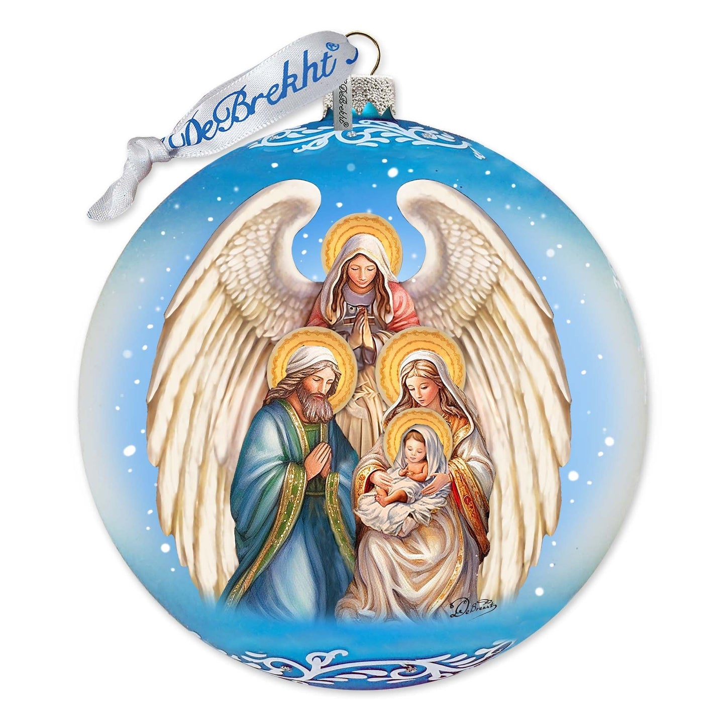 Angel's Divine Presence Nativity Lg Glass Ornament by G. Debrekht - Nativity Holiday Decor - 73934