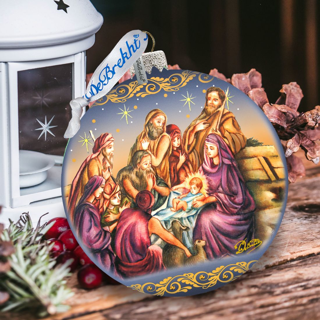 Nostalgic Family Nativity Glass Ornament Limited Edition by G. DeBrekht - Nativity Holiday Decor - 73881