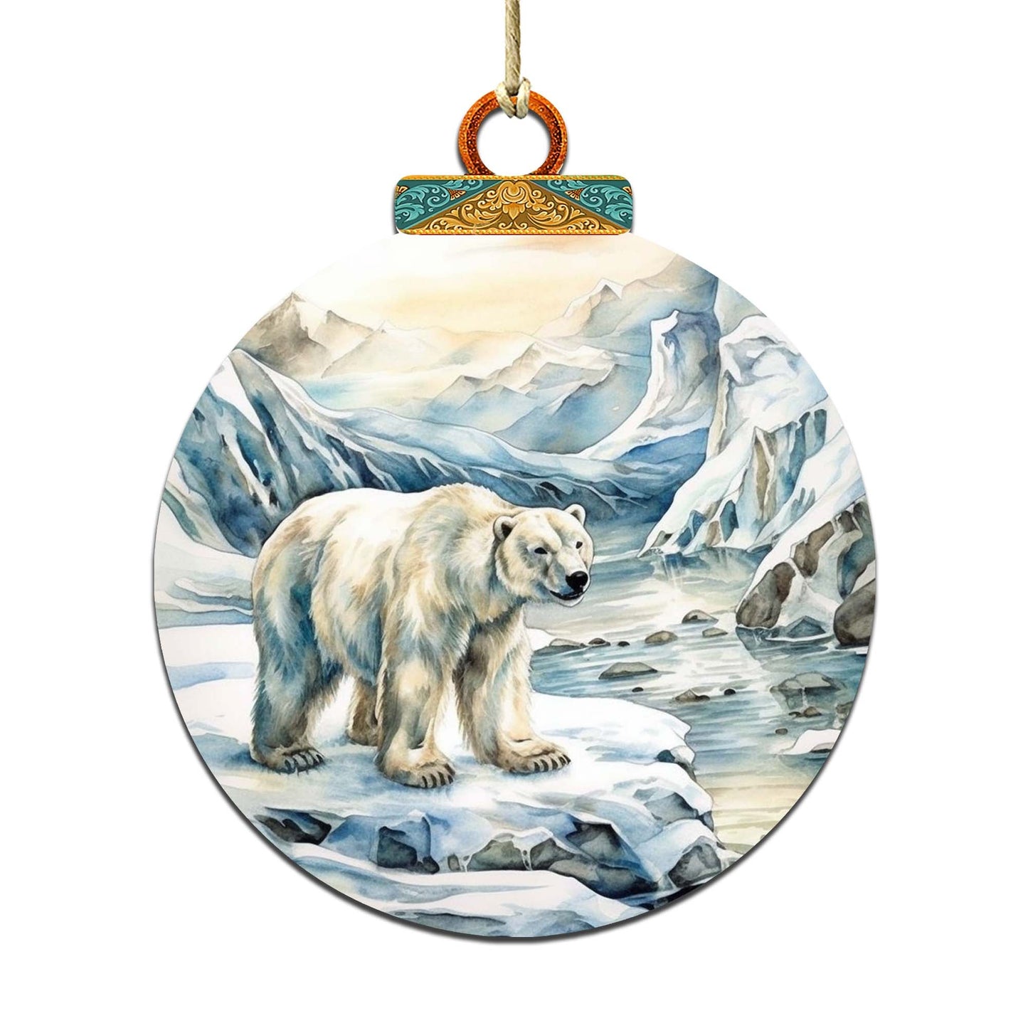 Polar Bear with Cub Wooden Ornaments by G.Debrekht - Wildlife Holiday Decor - 870048