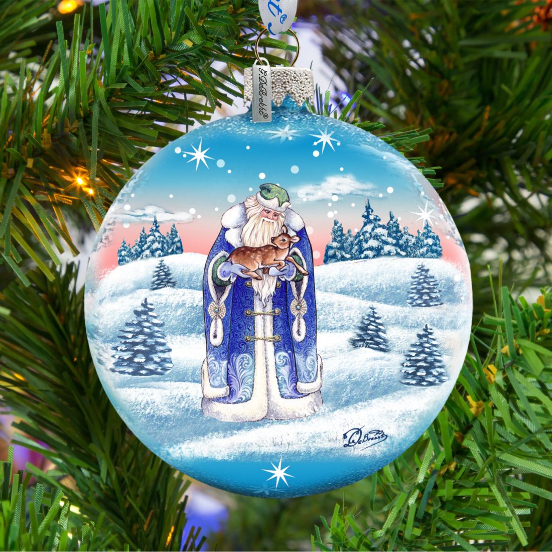 Christmas Balls Glass Ornament Set of 3 by G. DeBrekht - Christmas Santa Snowman Decor - 75011-B3