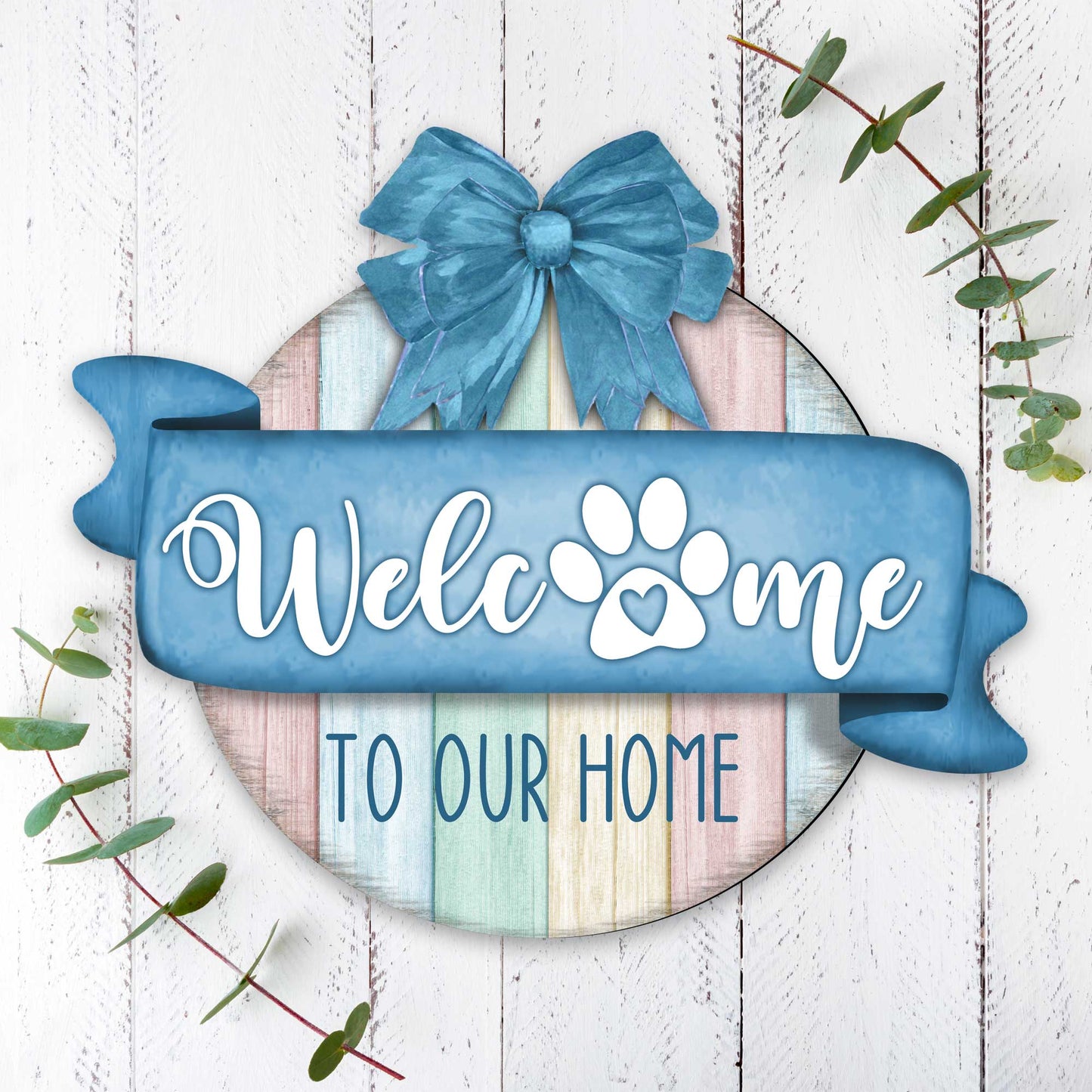 Front door welcome sign Dog lover porch wreath Main entrance Welcome sign - Wooden front porch decor - 933102H