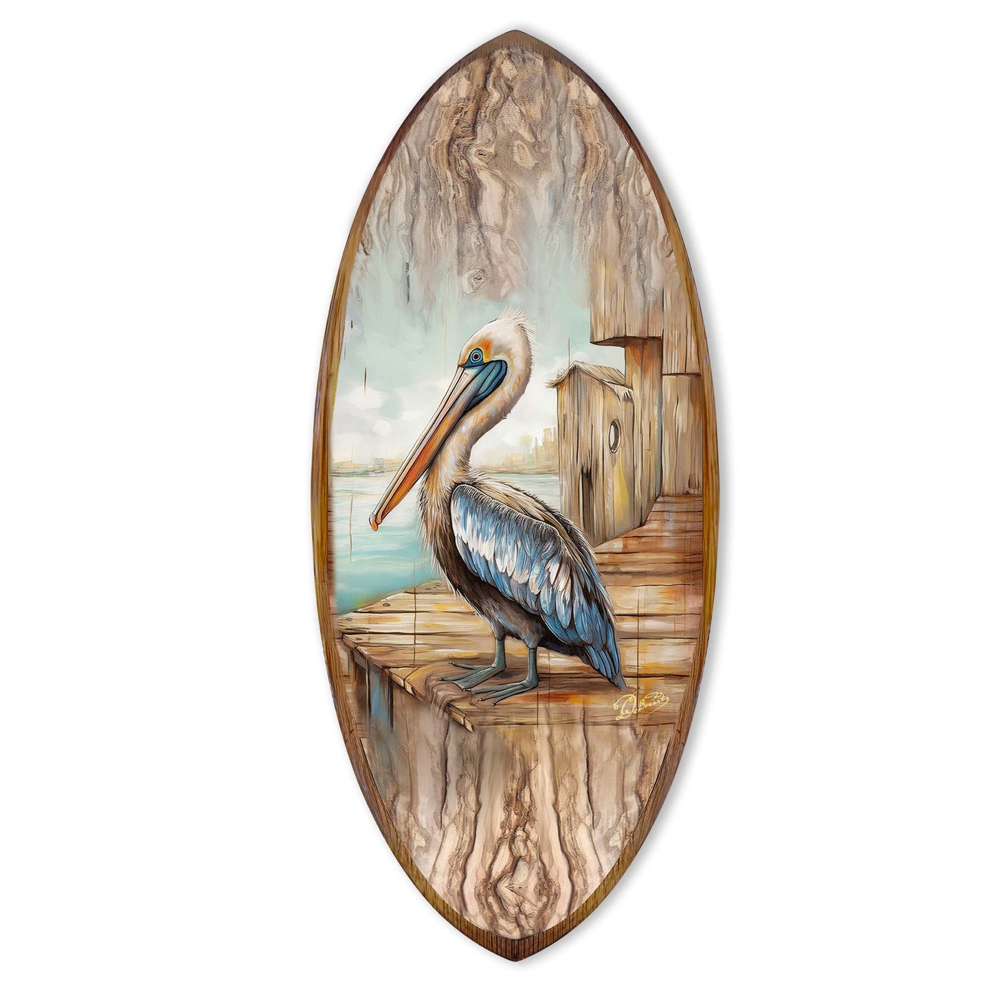 Pelican Surfboard Coastal Wall Art by G. DeBrekht - Coastal Holiday Decor - 8490128HS