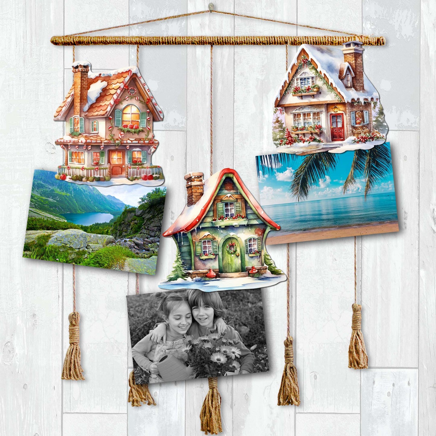 Dream Houses Decorative Wooden Clip-on Ornaments Set of 3 by G. Debrekht - Christmas Decor - 8091029C-S3