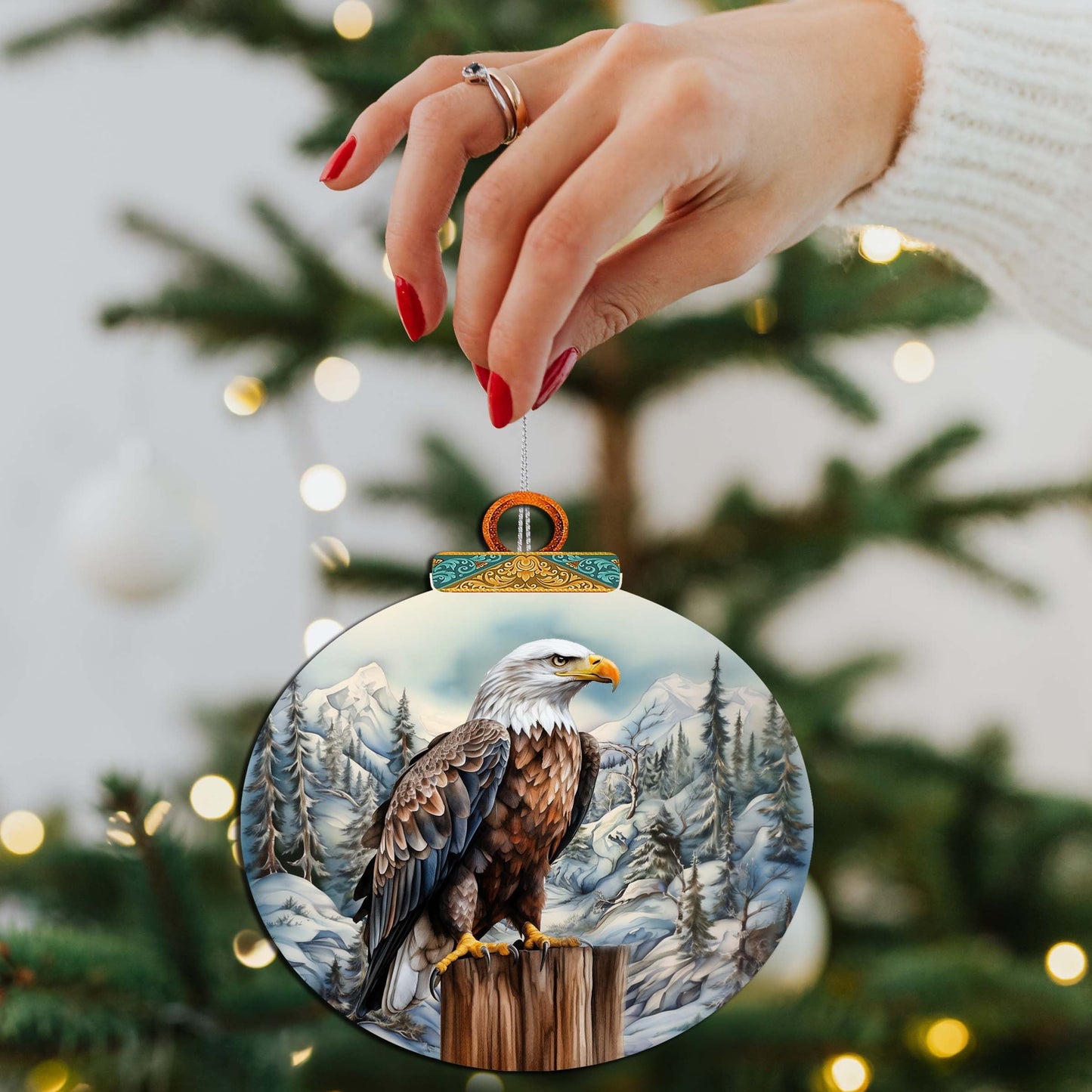 Bald Eagle in Alaska Wooden Ornaments by G.Debrekht - Wildlife Holiday Decor - 870061