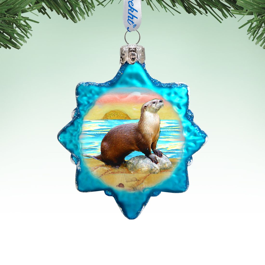 Sea Otter Mercury Glass Ornament by G. DeBrekht - Coastal Holiday Decor - 777377