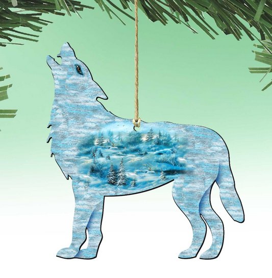 Winter Wolves Christmas Wooden Ornaments by G. DeBrekht - Wildlife Holiday Decor - 8198227