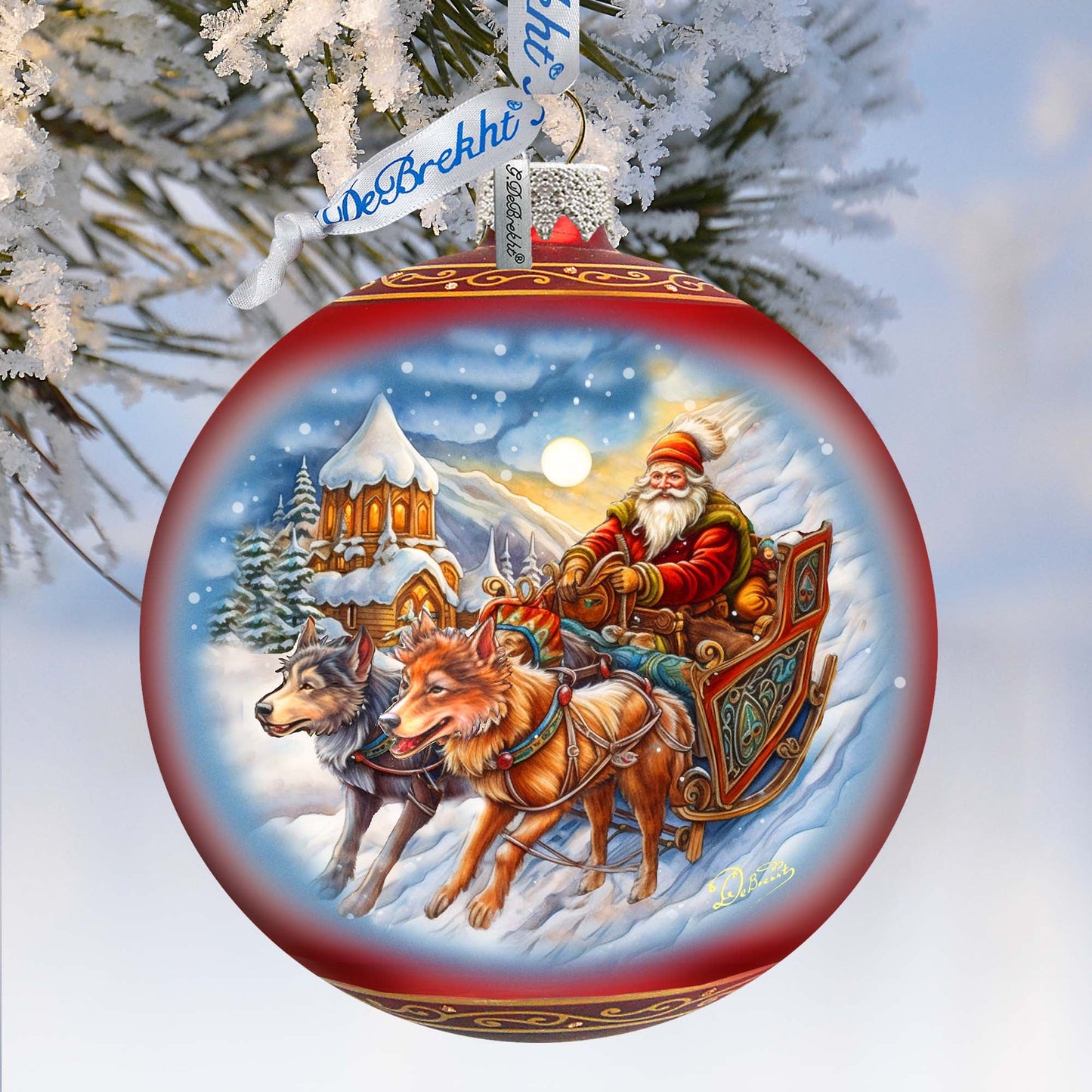Snowy Trails Lg Glass Ornament by G.Debrekht - Christmas Santa Snowman Décor - 73943