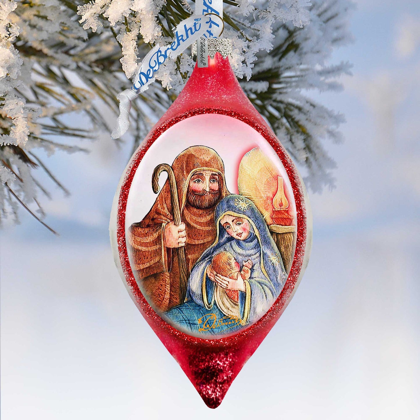 Nativity Red Drop Glass Ornament by G. DeBrekht - Nativity Holiday Decor - 757-021R
