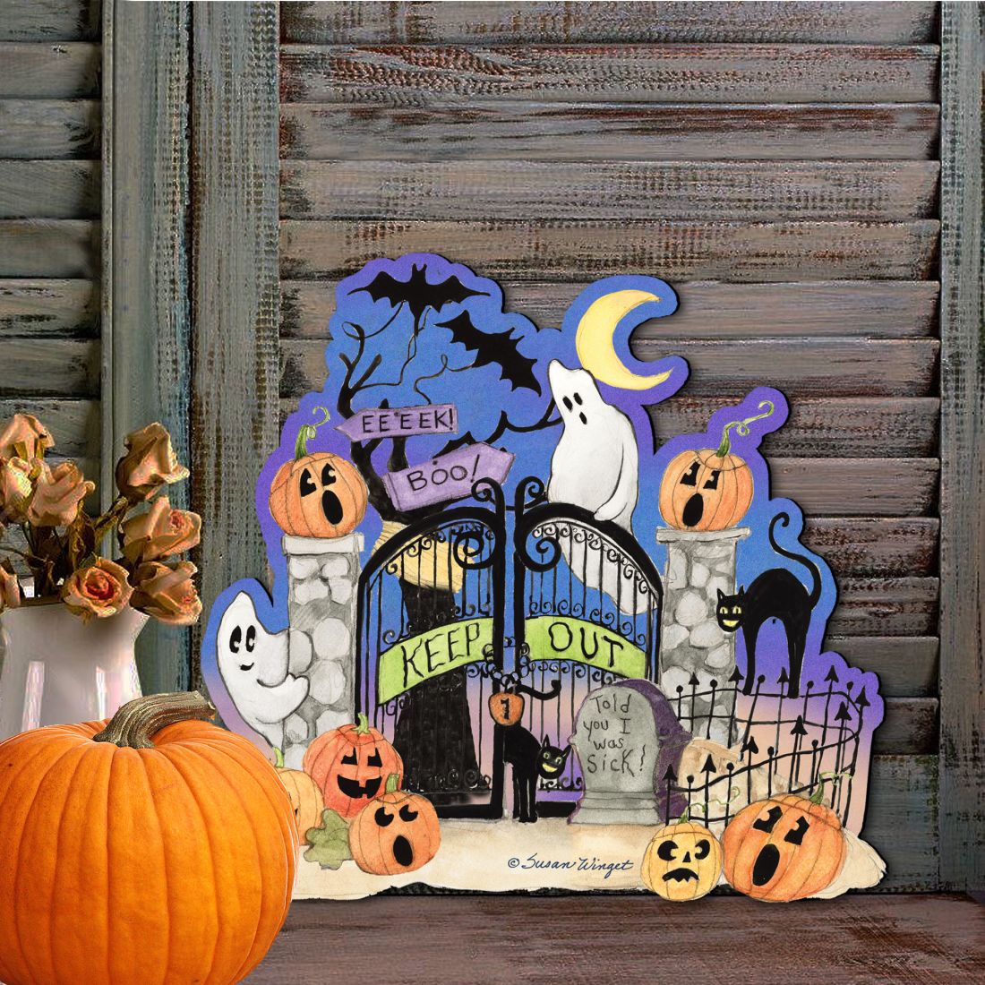 Halloween Scene Door Decor by Susan Winget - Thanksgiving Themed Halloween Decor - 8471205H-SW