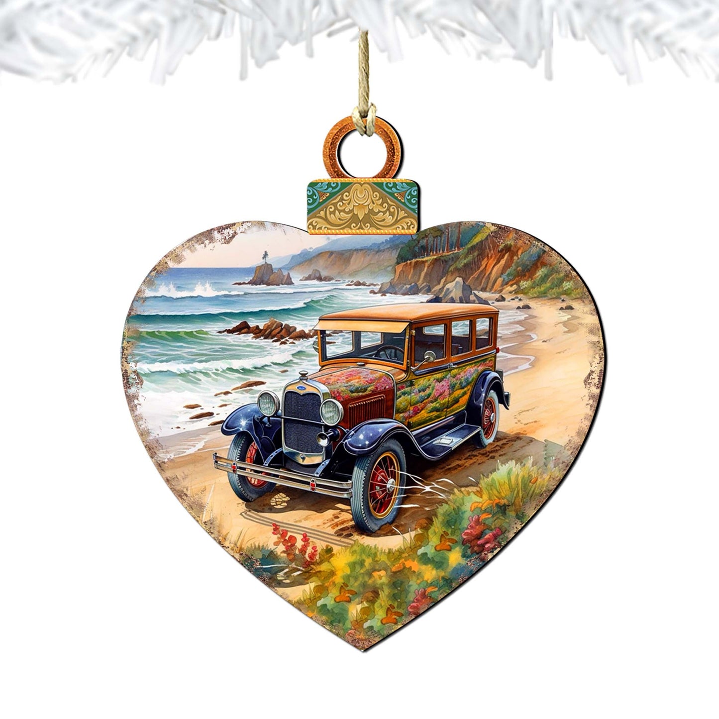 Coastal Decorations - Beach Cruiser Wooden Ornaments by G. Debrekht Coastal Holiday Decor - 8688175