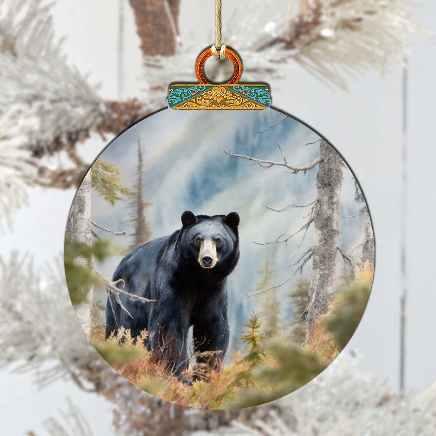 Alaskan Black Bear Journey Wooden Ornaments by G.Debrekht - Wildlife Holiday Decor - 870072