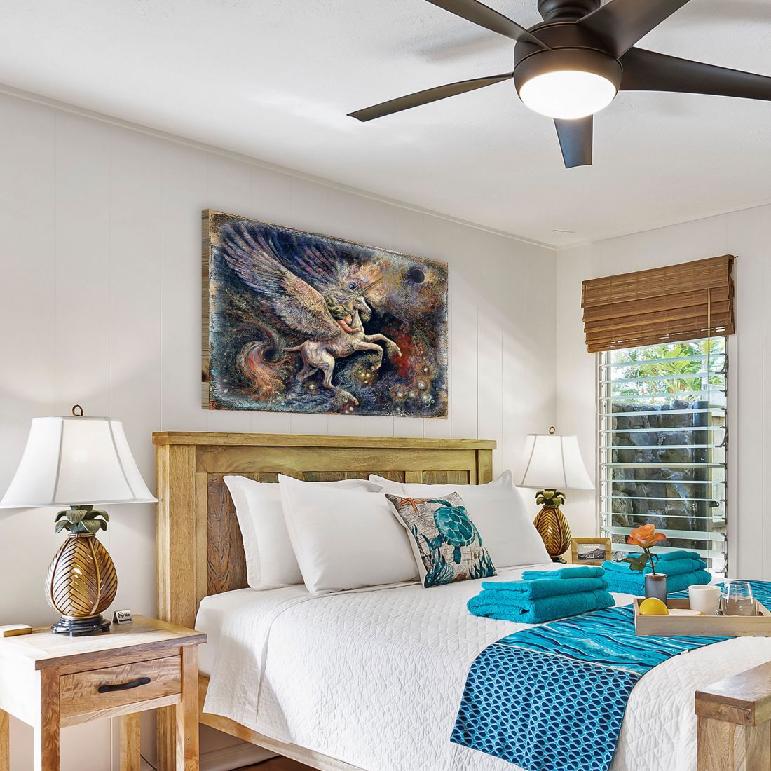 Unicorn Pegasus Fantasy Wooden Wall Art by Josephine Wall - Fantasy Decor - 852140-JW