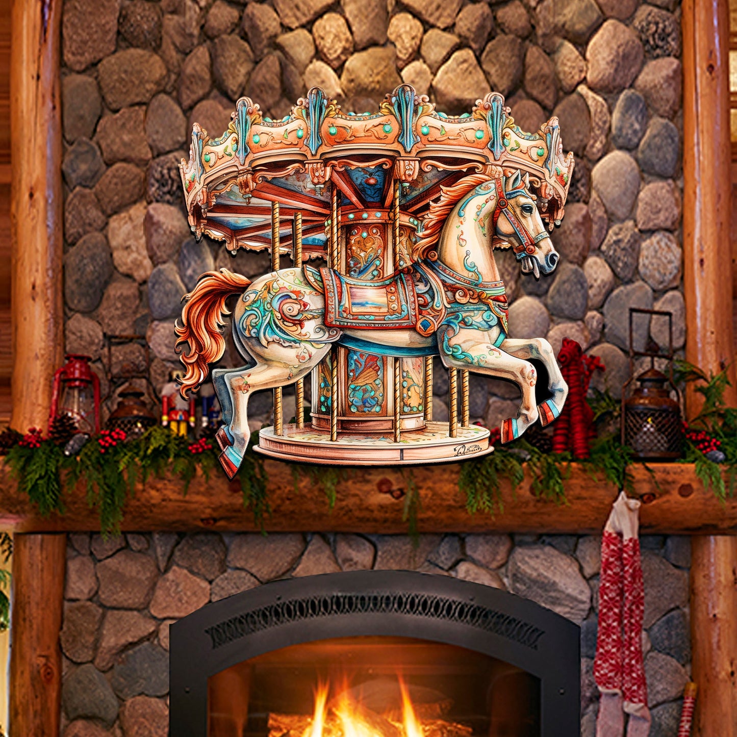 Carousel Horse Holiday Door Decor  by G. Debrekht - Christmas Decor - 8611027H