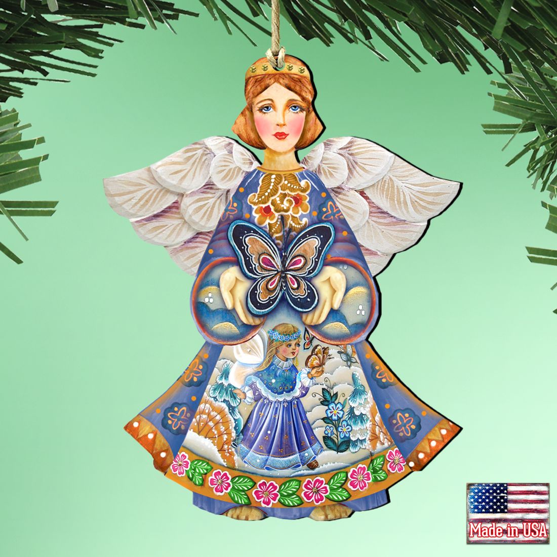 Butterfly Spring Angel Wooden Ornaments by G. DeBrekht - Easter Spring Decor - 8154152