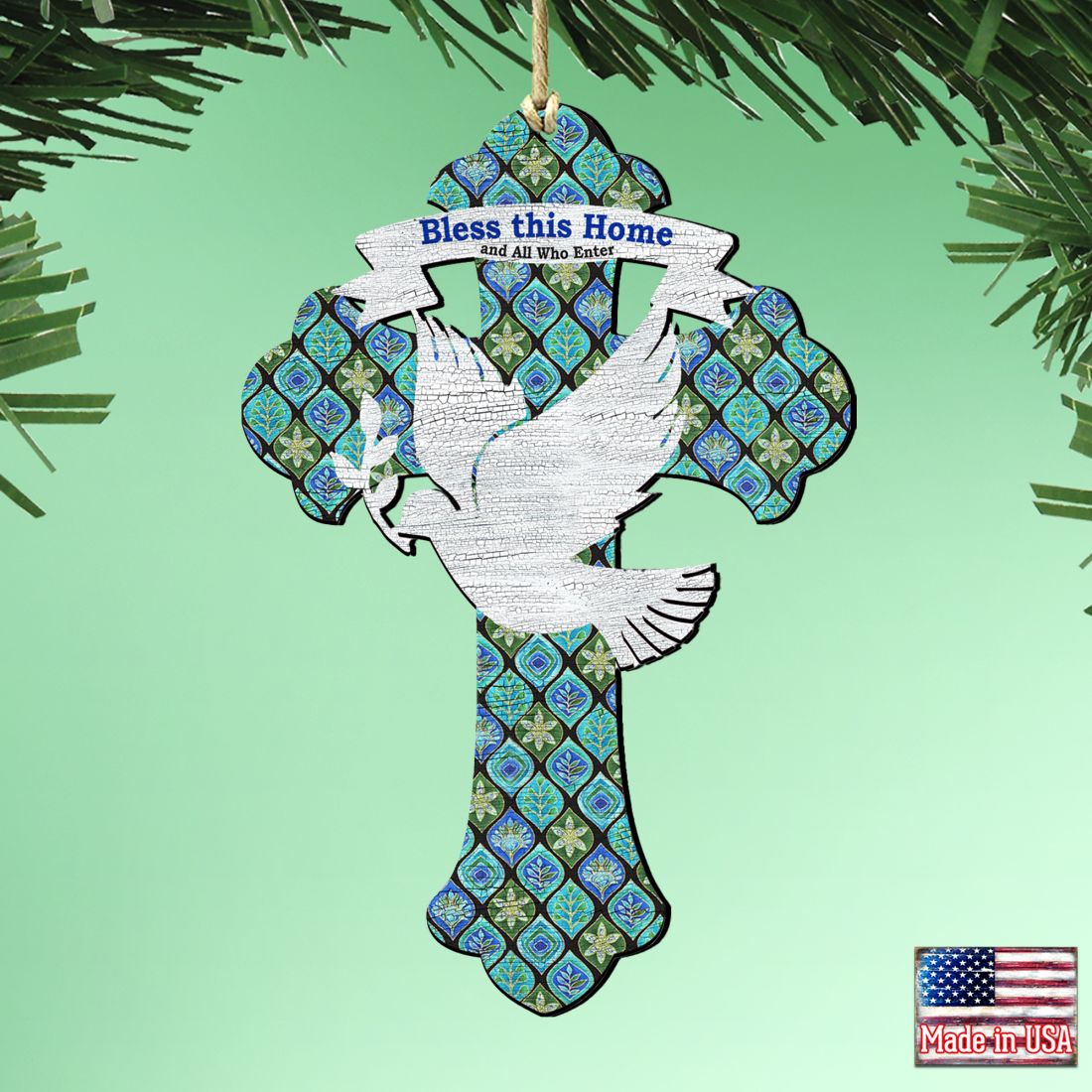 Blessings Cross Wooden Ornaments by G. DeBrekht - Nativity Holiday Decor - 8191163