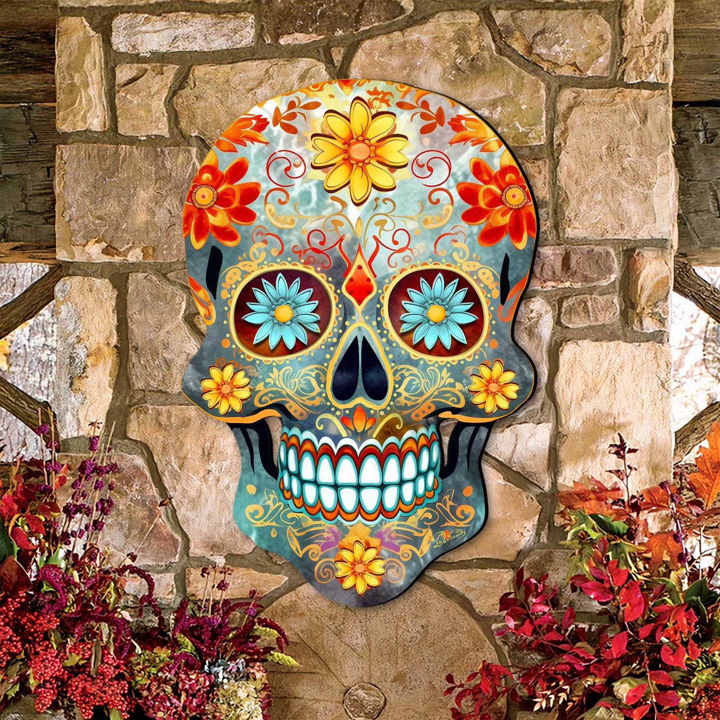 Sugar Skull Holiday Door Decor by G. DeBrekht - Halloween Decor - 8652793H