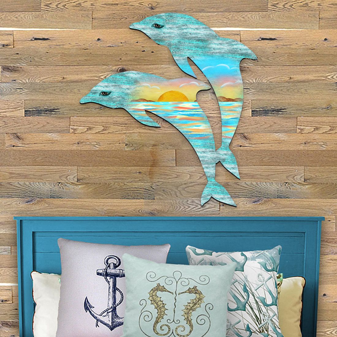 Dolphins Decorative Coastal Door Decor by G. DeBrekht - Coastal Holiday Decor - 8198519H