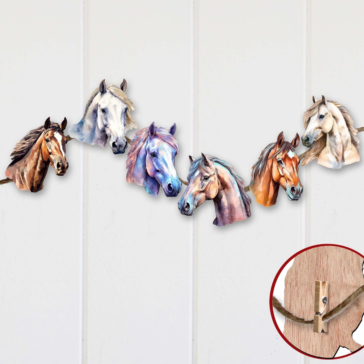 Horses Decorative Wooden Clip-on Ornaments Set of 6 by G. Debrekht - Christmas Decor - 8090039C-S6