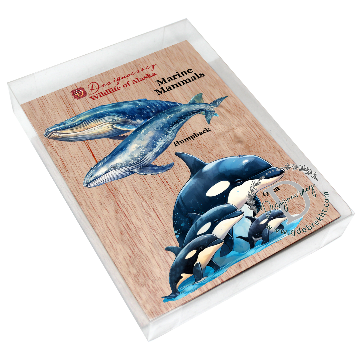 Alaskan Whale and Orca Wooden Ornaments Set of 2 by G. Debrekht - Wildlife Holiday Decor - 8091323S5