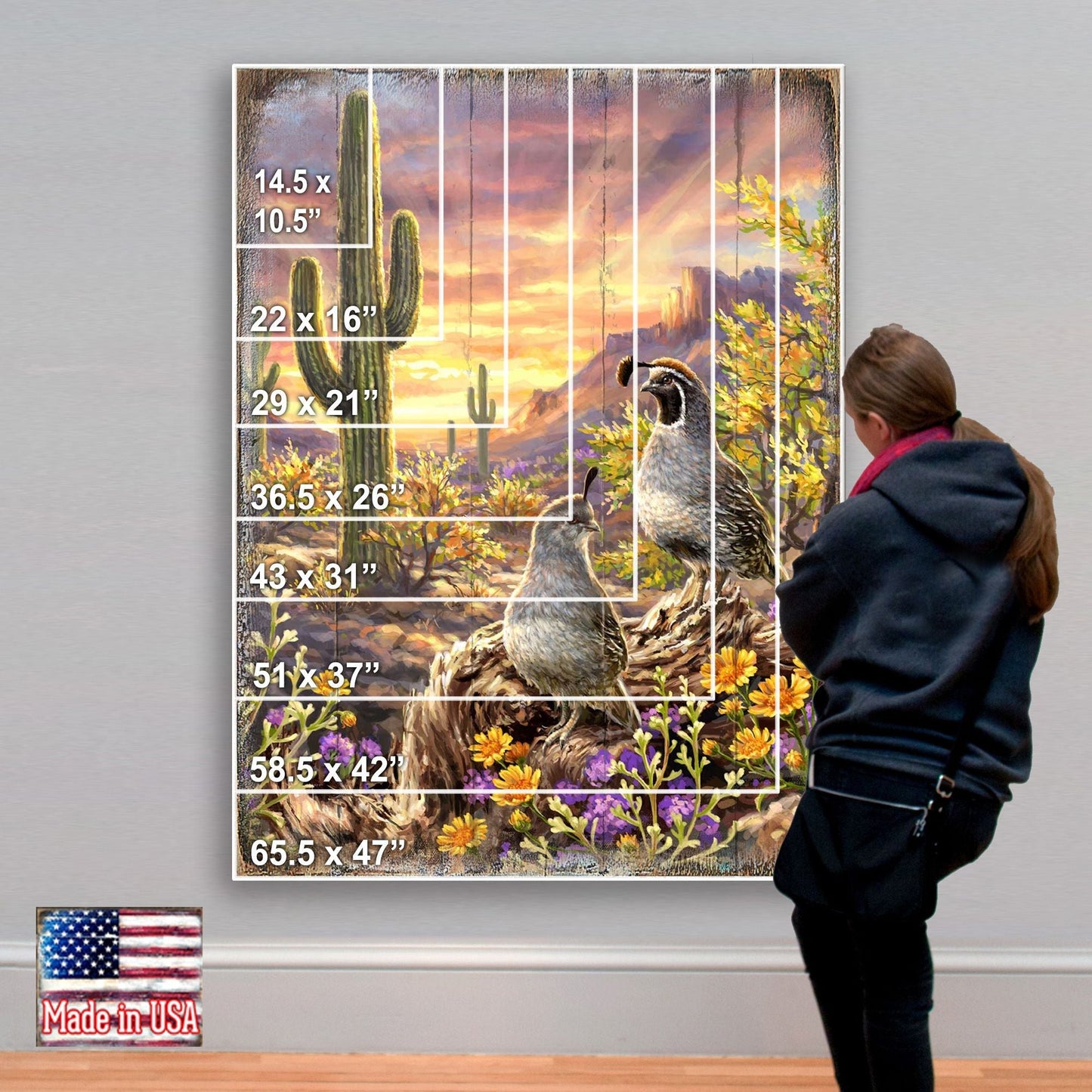 Quail Vista Art Wooden Wall Art by D. Gelsinger - Nature Wildlife Decor - 95654B-1623