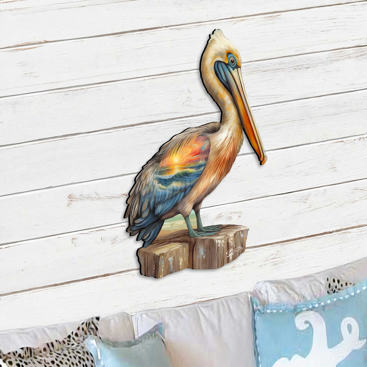 Coastal Pelican Outdoor Door Decor by G. DeBrekht - Coastal Holiday Decor - 8652801H