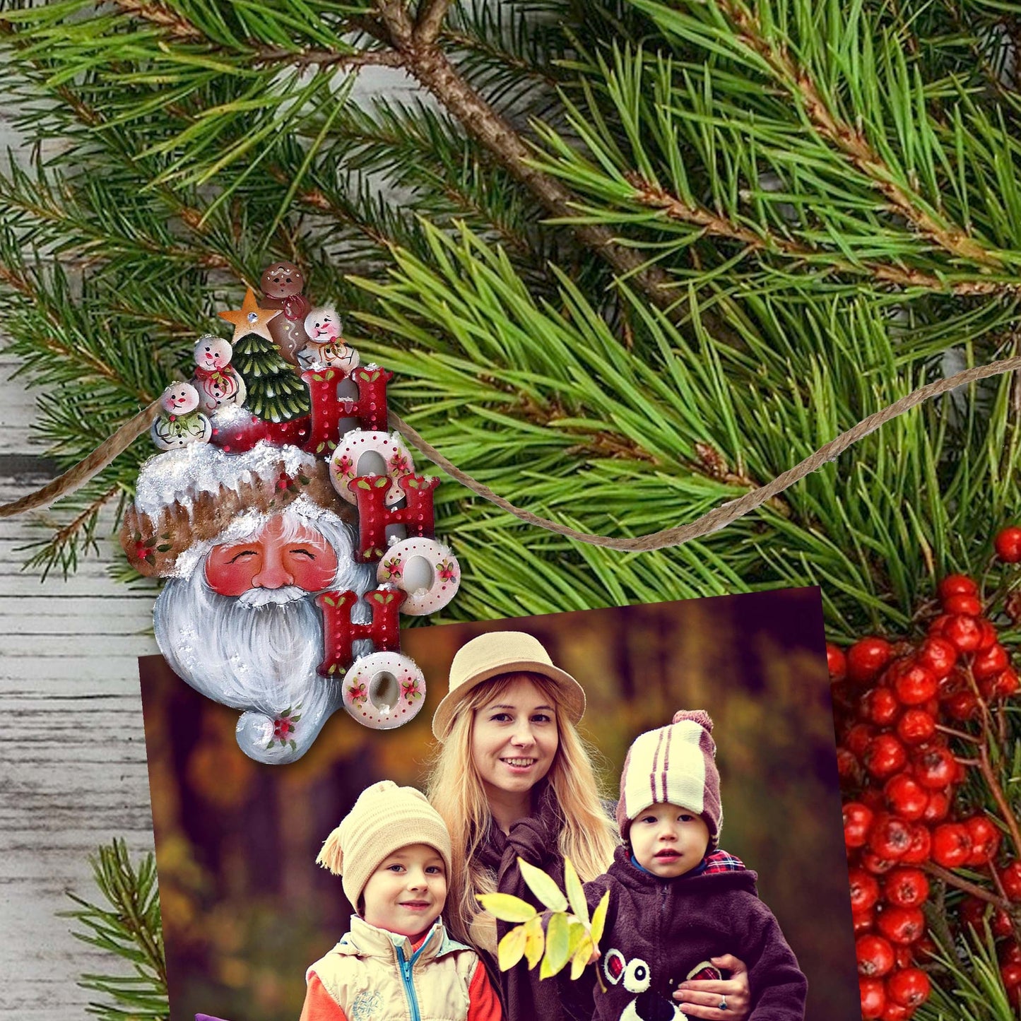 Magical Baby Santa Decorative Wooden Clip-on Ornaments Set of 6 by Jamie Mills-Price - Christmas Santa Snowman Decor - 8090051C-MP-S6