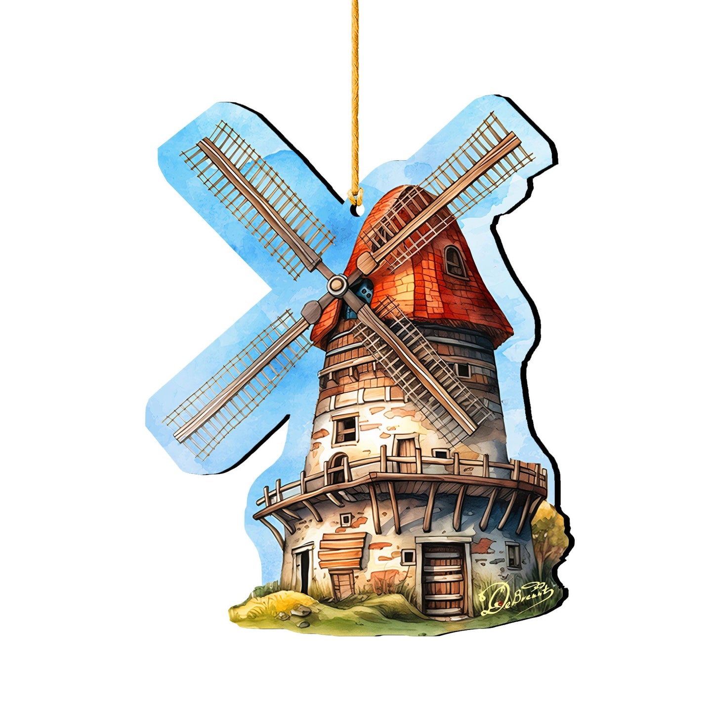Windmill Decorative Wooden Ornaments by G. Debrekht - Love Family Decor - 8688313