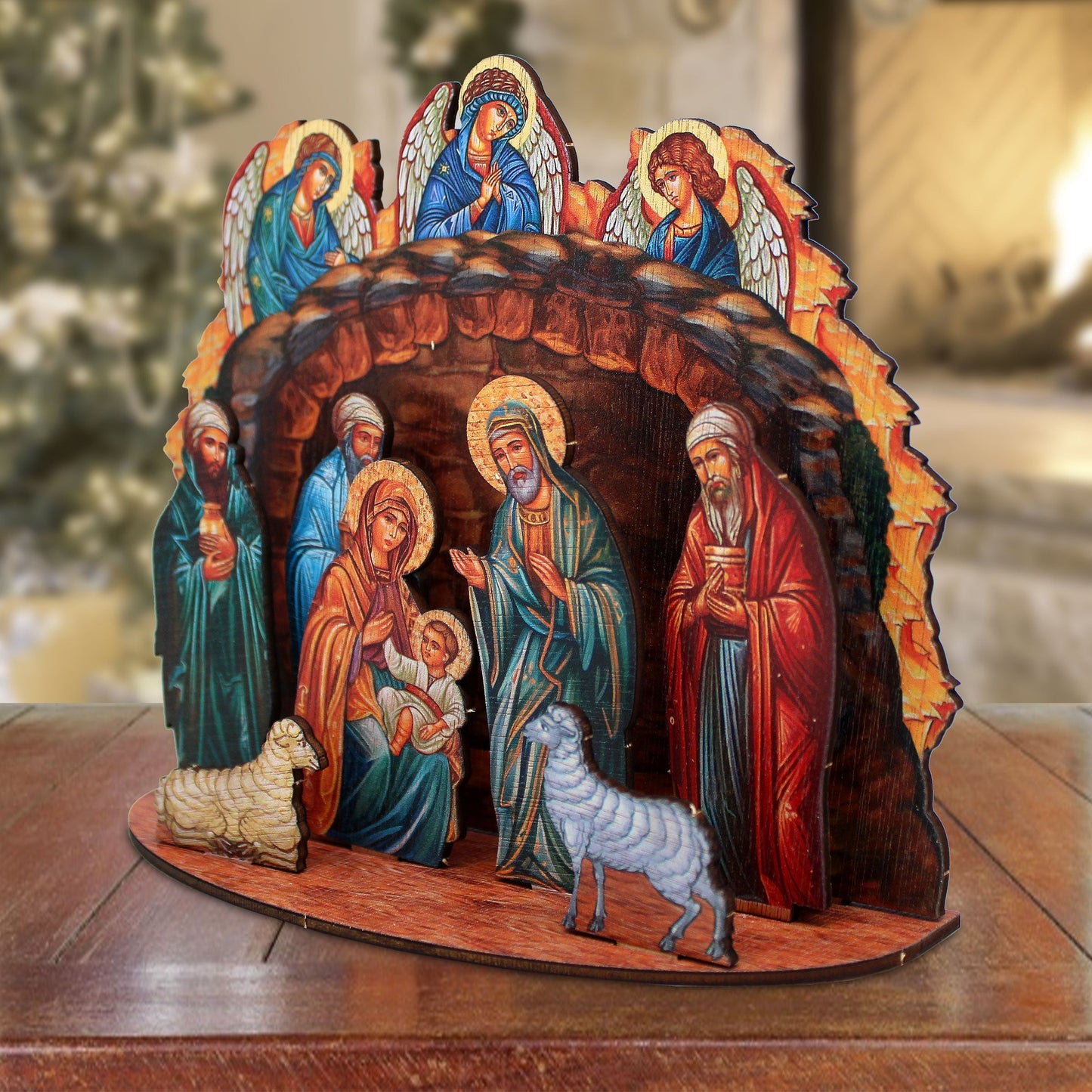 Orthodox Nativity Scene with Angels Decorative Village Set by G. Debrekht Nativity Holiday Decor - 852762