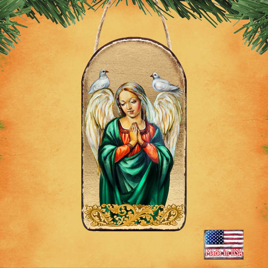 Angel with Dove Religious Christian Sacred Icon Ornament - Inspirational Icon Decor - 87026