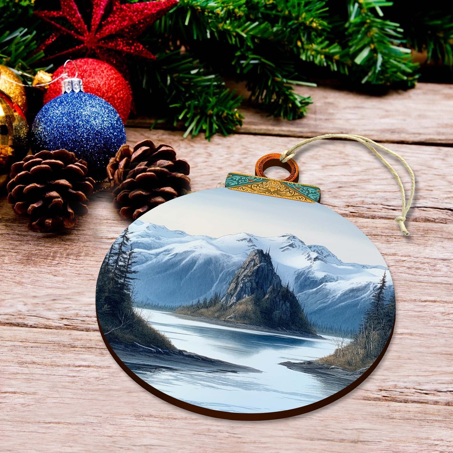 The Magic of Alaskan Nature Wooden Ornaments by G.Debrekht - Wildlife Holiday Decor - 870078