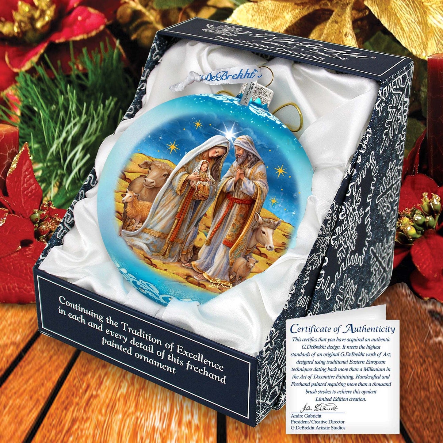 Betelhem Miracle Large Balls, Limited Edition Mercury Glass Ornament by G.Debrekht - Nativity Holiday Decor - 73939