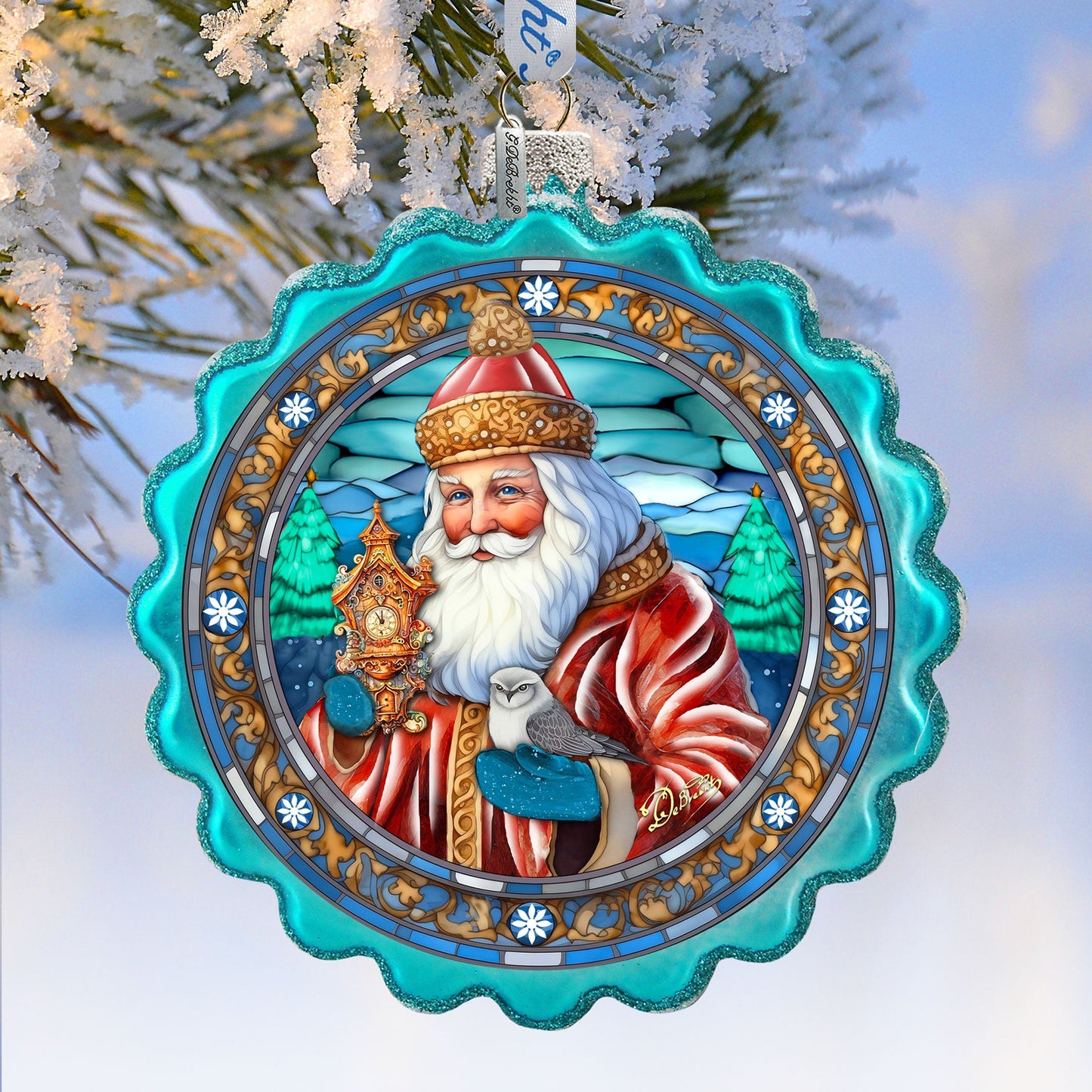 Forest Christmas Wreath Glass Ornament by G. Debrekht - Christmas Holiday Decor - 759-063