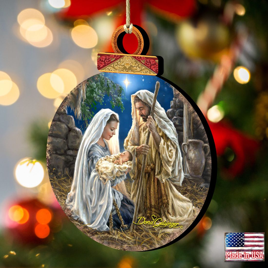 Glory to God Ball Wooden Ornaments by Gelsinger - Nativity Holiday Decor - 8021010-1722