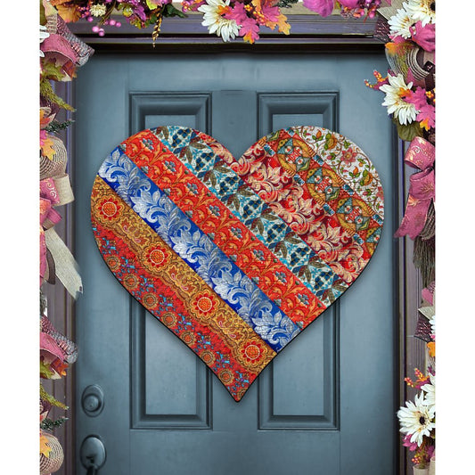 Quilted Heart Holiday Door Decor by G. DeBrekht - Love Family Kids Decor - 8198736H