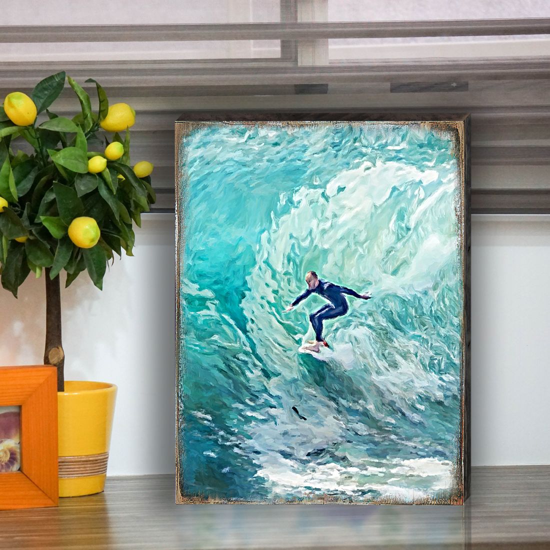 Sophronia Surfer Wooden Coastal Wall Art by Nature Wonders - Coastal Sea-Life Decor - 95227B