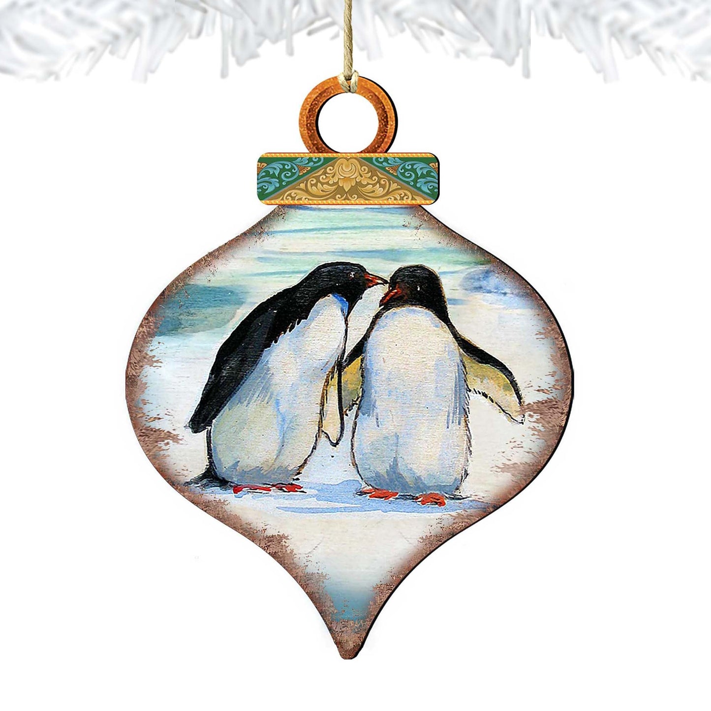 Penguins Drop Wooden Ornaments by G. DeBrekht - Wildlife Holiday Decor - 8035382