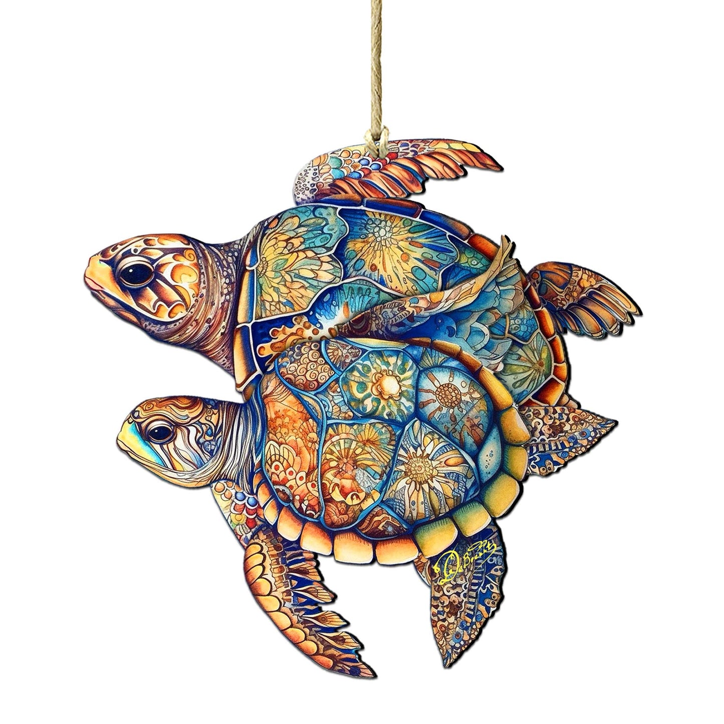 Coastal Decorations - Turtles Wooden Ornaments by G.Debrekht Coastal Holiday Decor - 8688192
