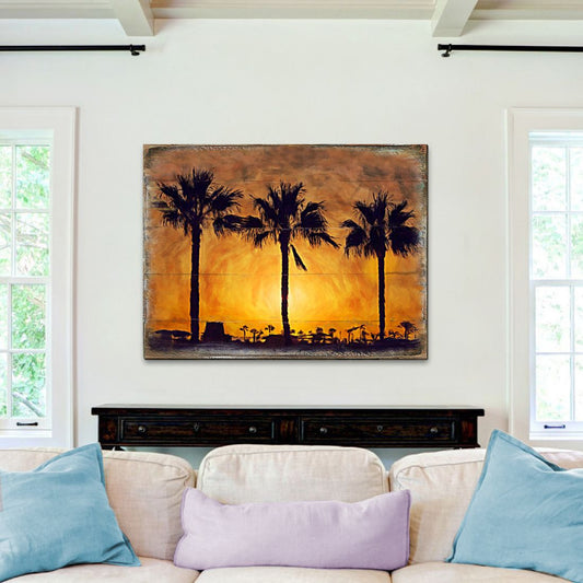 Spates Palm Trees in Sunset Wooden Wall Art by Nature Wonders - Nature Wildlife Decor  - 95275B