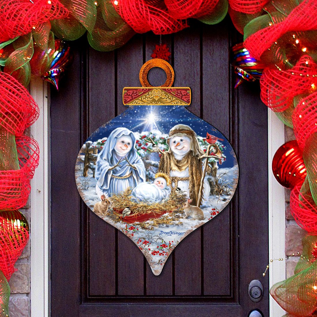 Snow Family Nativity Door Decor by D. Gelsinger - Christmas Santa Snowman Decor - 8031153H-DG