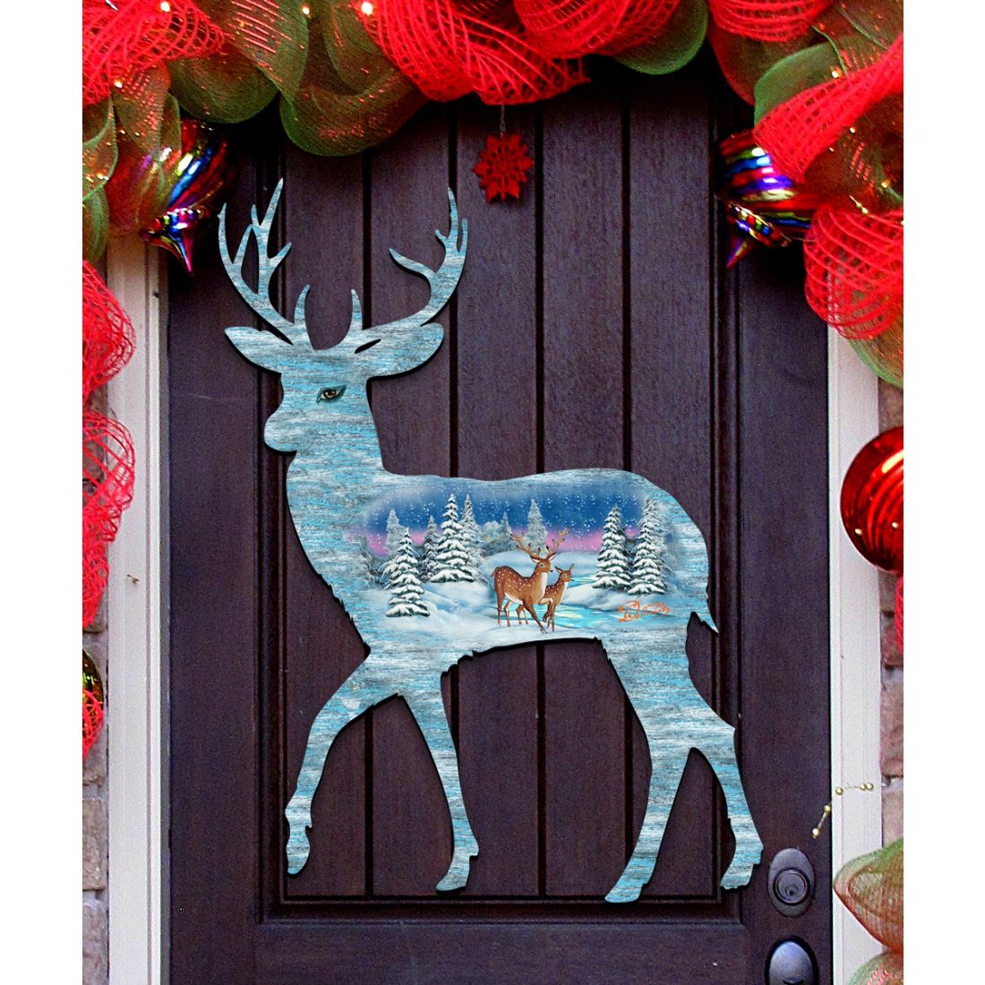 Deer Decorative Wildlife Door Decor - G. DeBrekht - Wildlife Holiday Decor - 8198211H
