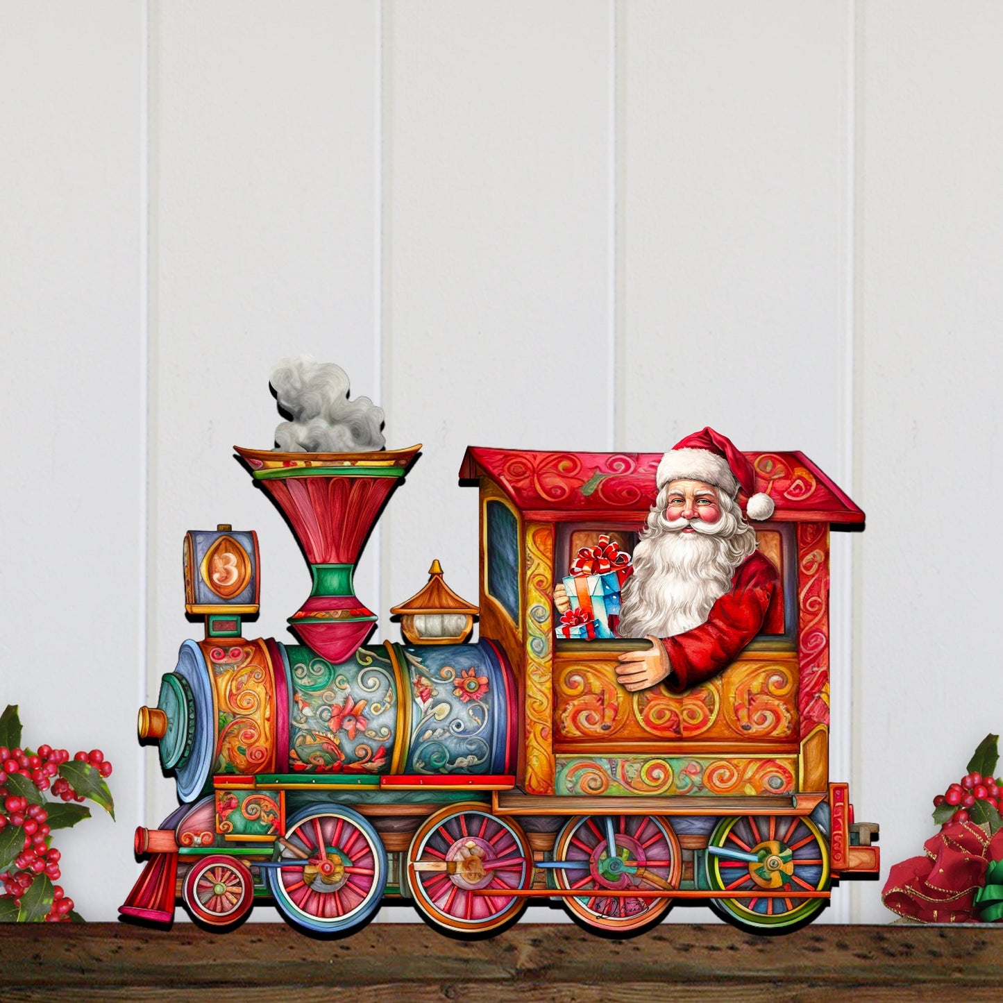 Santa's Train Holiday Door Decor by G. Debrekht - Christmas Santa Snowman Decor - 8611090H