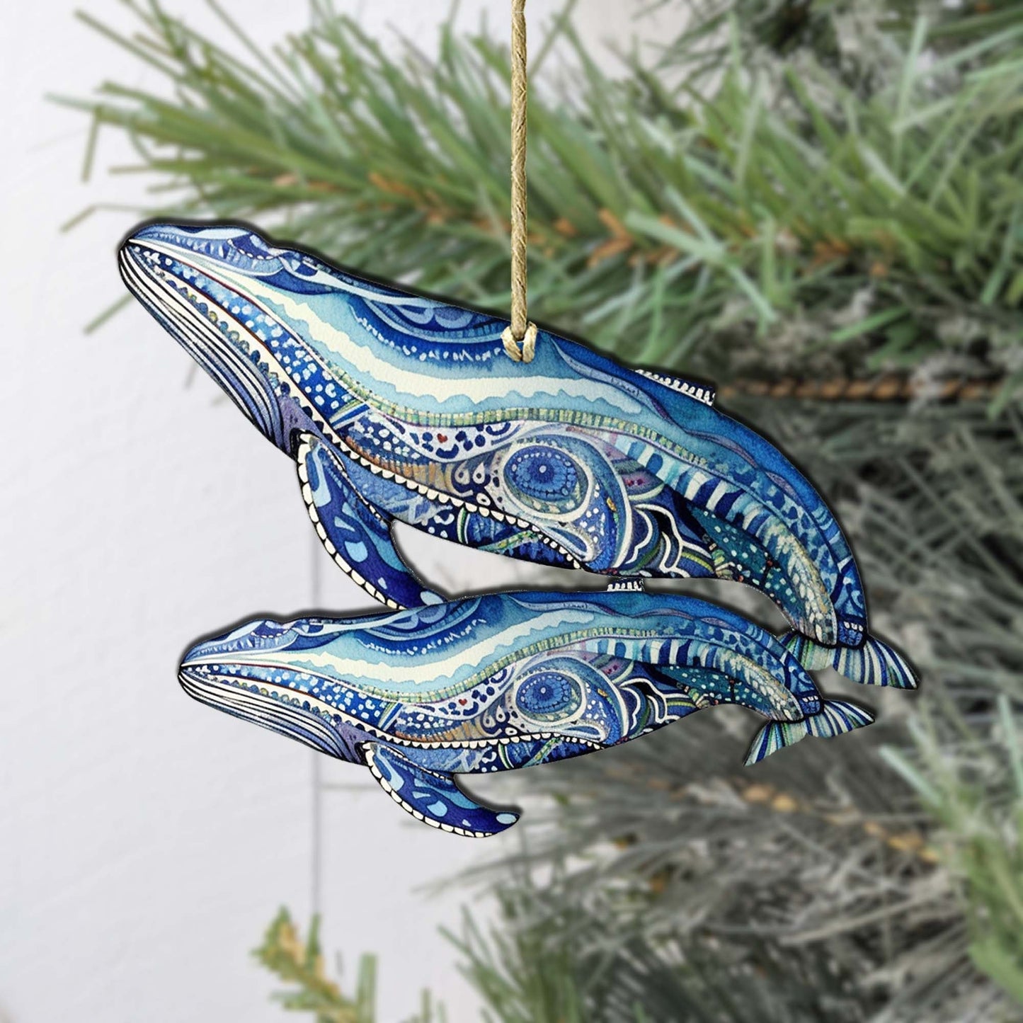 Alaskan Magic Humpback Wooden Ornaments by G.Debrekht - Wildlife Holiday Decor - 8710107-2