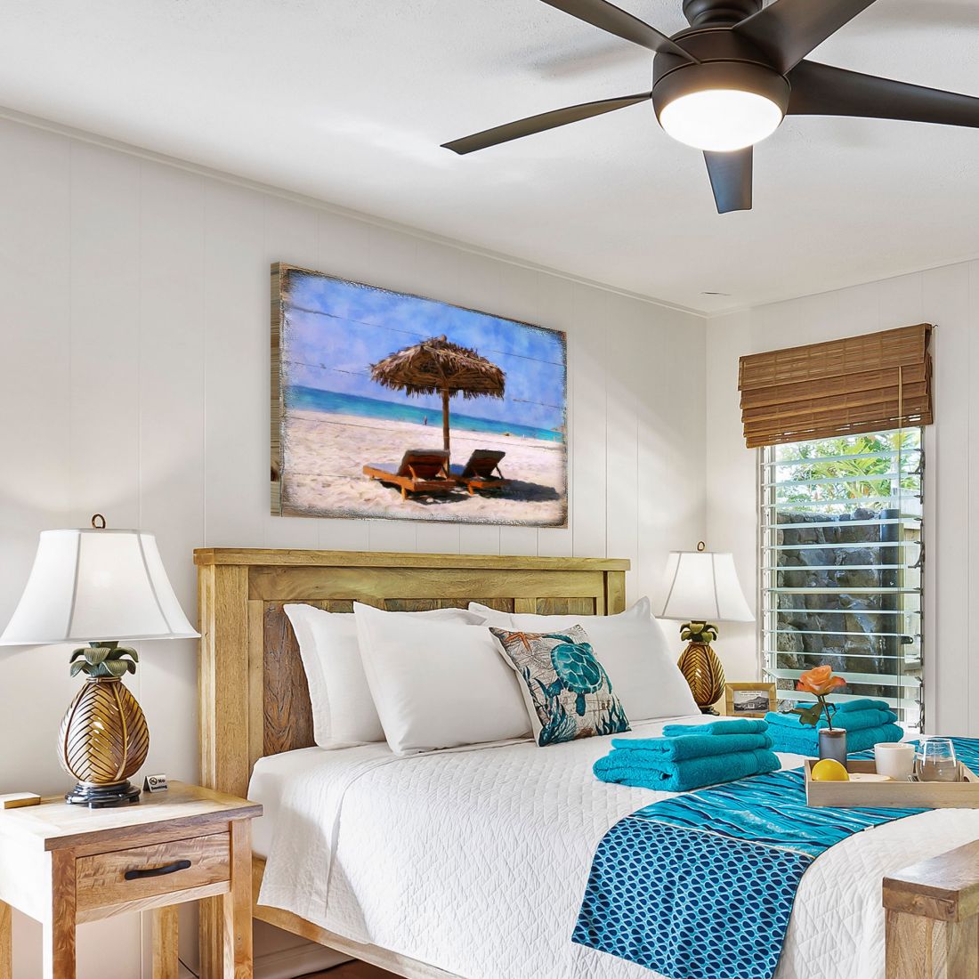 Sonny Beach Chairs Wooden Coastal Wall Art by Nature Wonders - Coastal Sea-Life Decor - 95319B